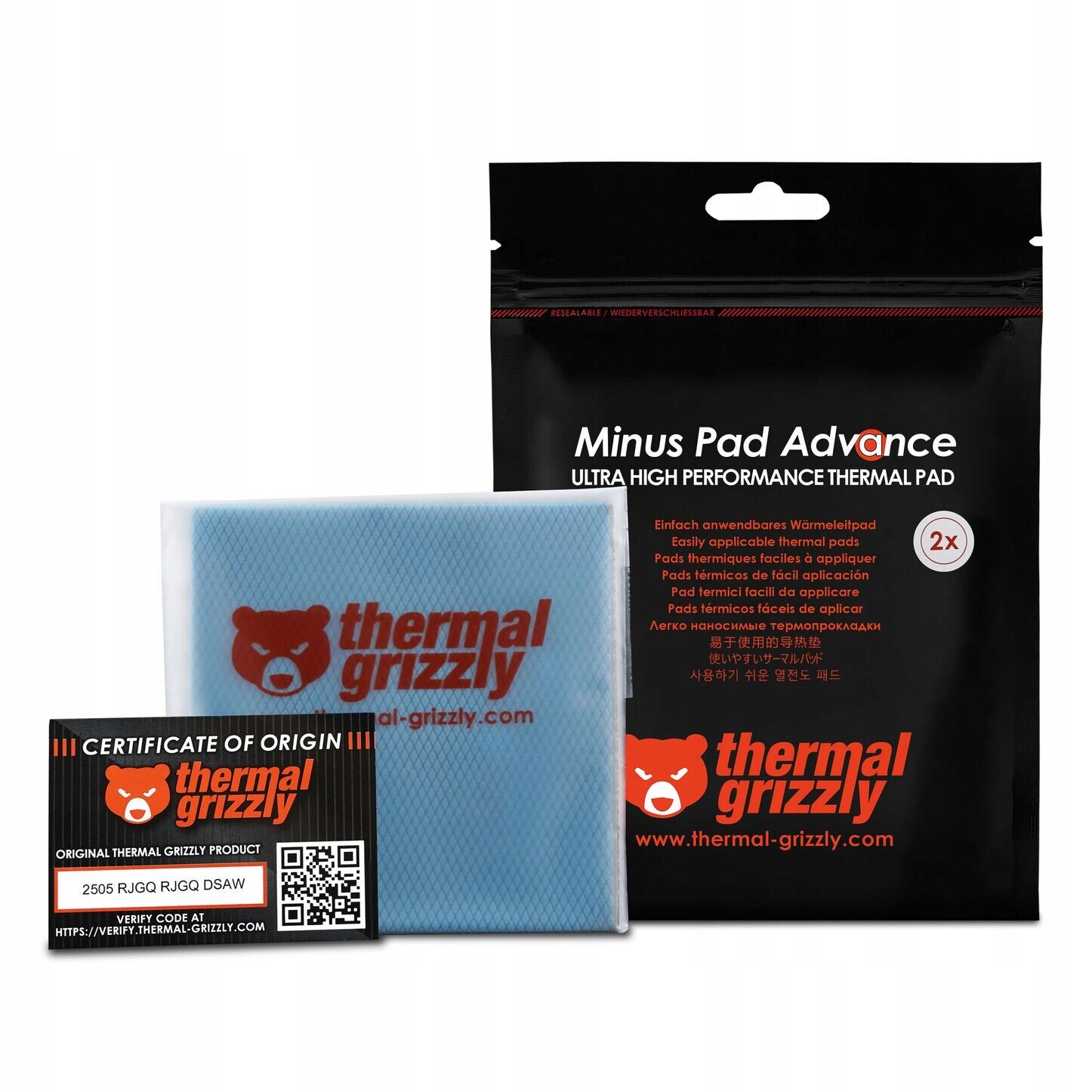 2ks Thermal Grizzly Minus Pad Advance 100 x 100 x 0.5 mm termopad