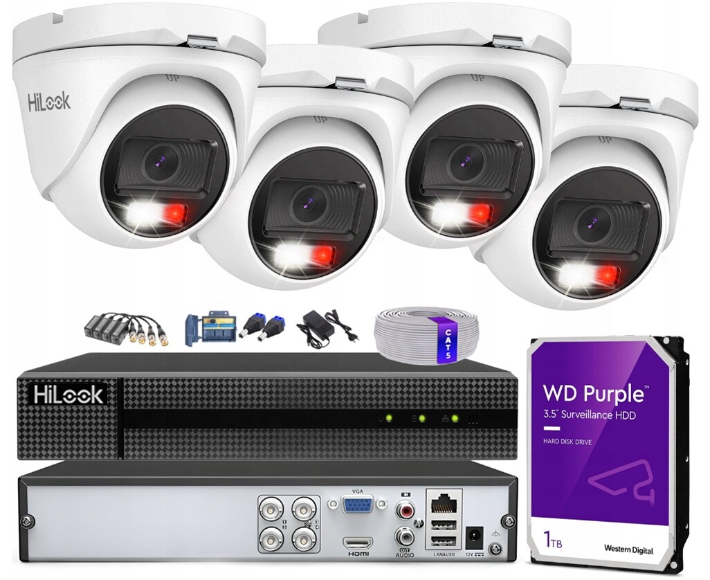 Venkovní monitorovací sada 4 kamer 5MPx HiLook TVICAM-T5M-20DL