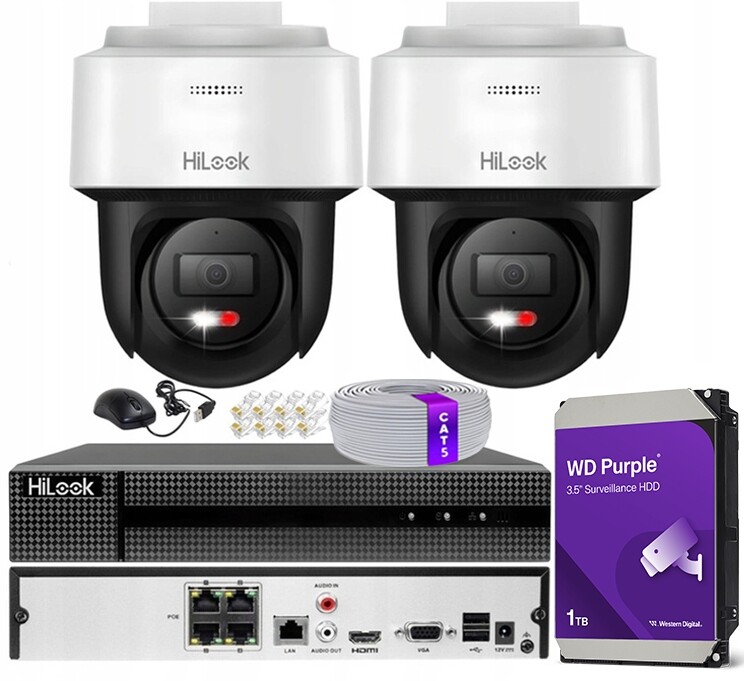 Sada pro monitorování 2x kamera PTZ-N2C600M-DE 6MPx HiLook od Hikvision 1TB