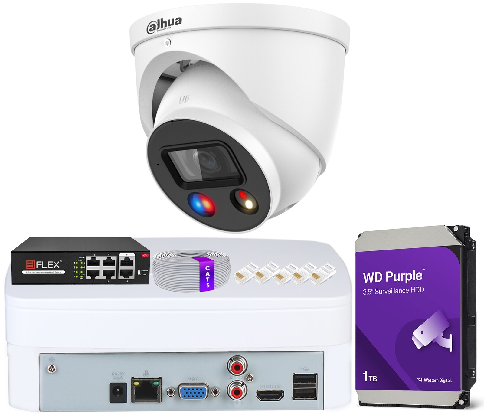 Sada pro monitorování 5Mpx kopulová kamera WizSense, duální osvětlení Dahua