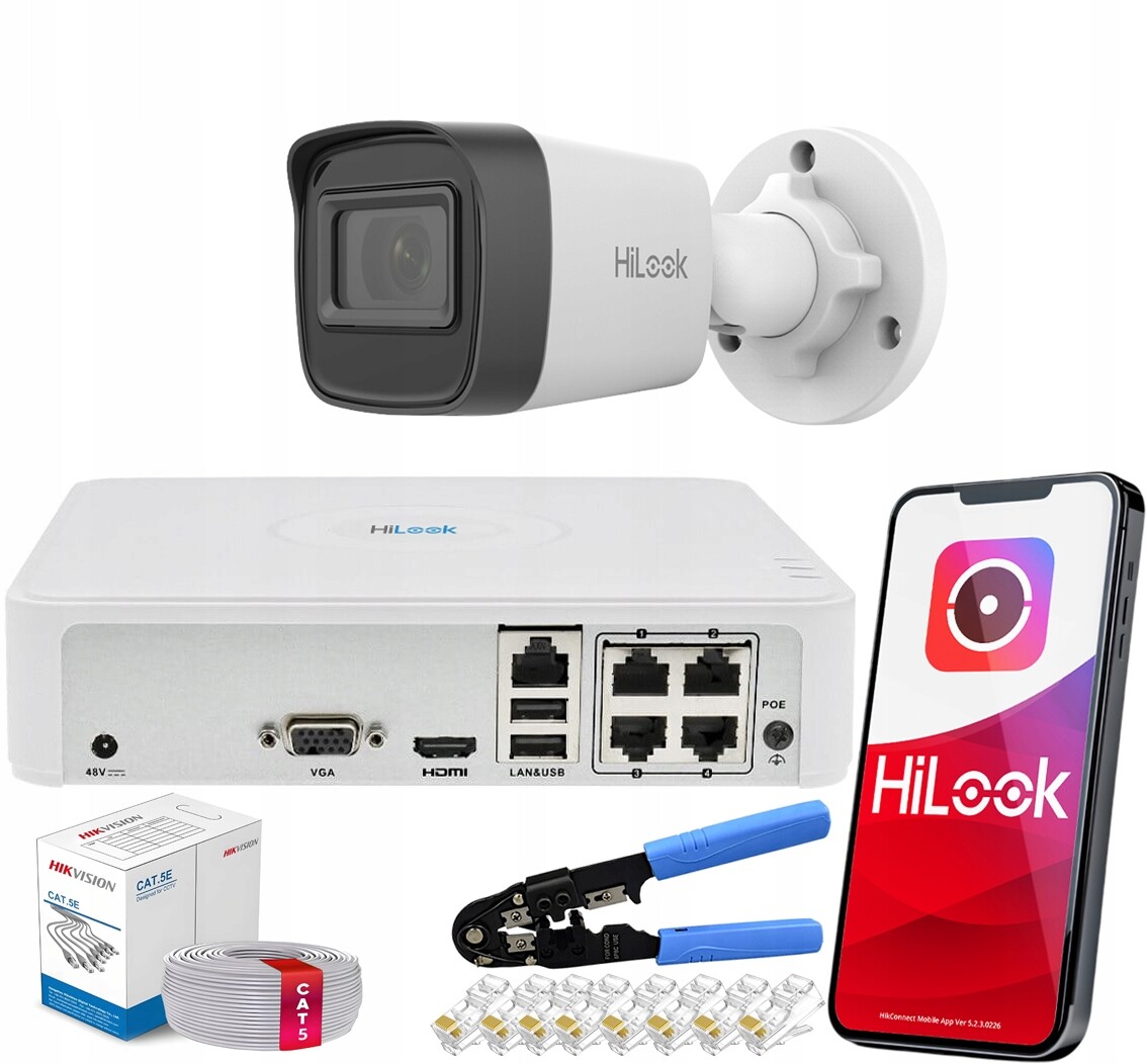 Sada pro monitorování Ip 1x IPC-B141H-C venkovní kamera Hilook Hikvision