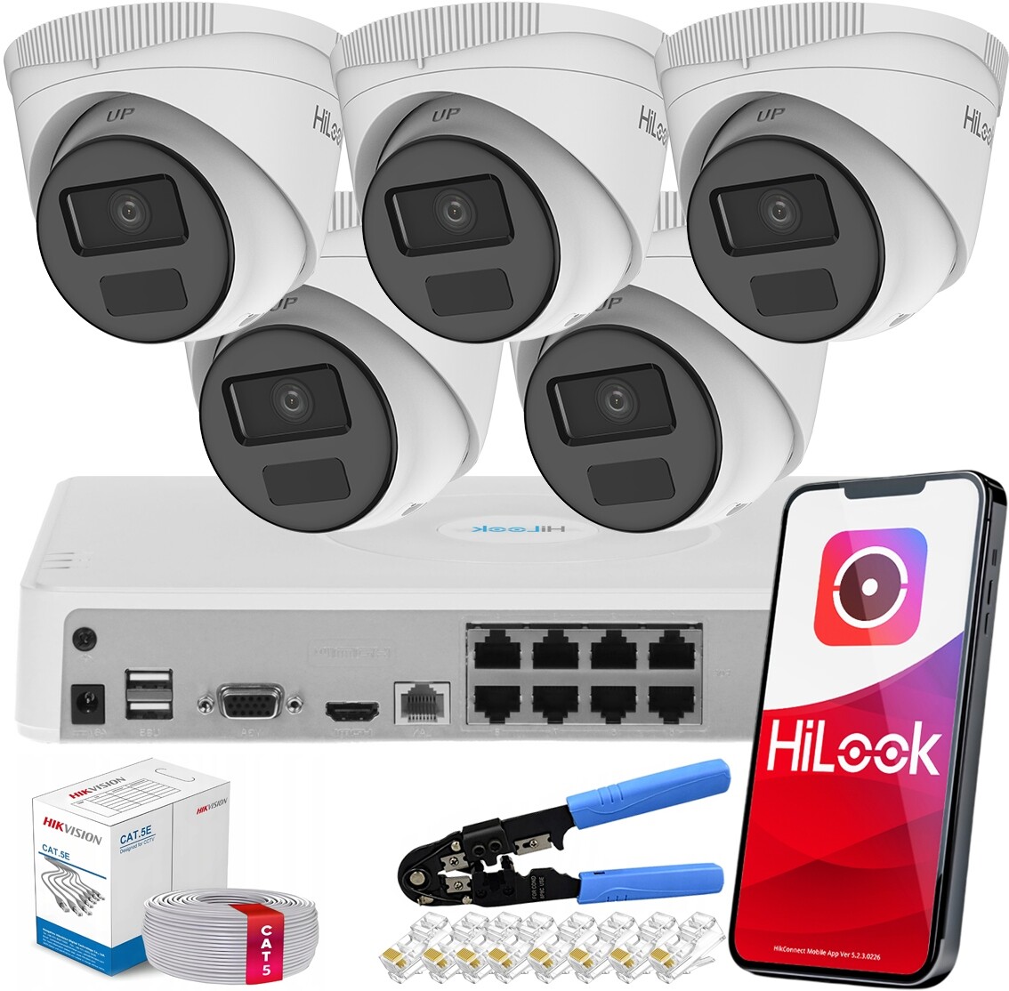 Sada kamer pro monitorování 5x IPC-T241H-C venkovní Hilook od společnosti Hikvision