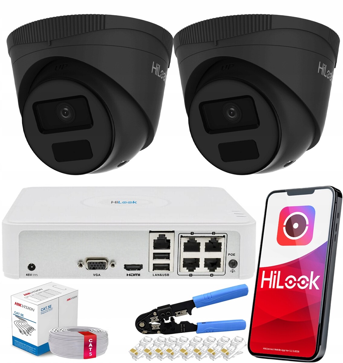 Sada 2 venkovních monitorovacích kamer IPC-T241H-C Hilook Hikvision