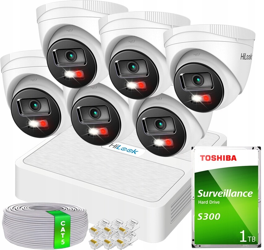 Monitorovací sada 6 kamer Ip PoE Smart Light Hilook By Hikvision Full Hd