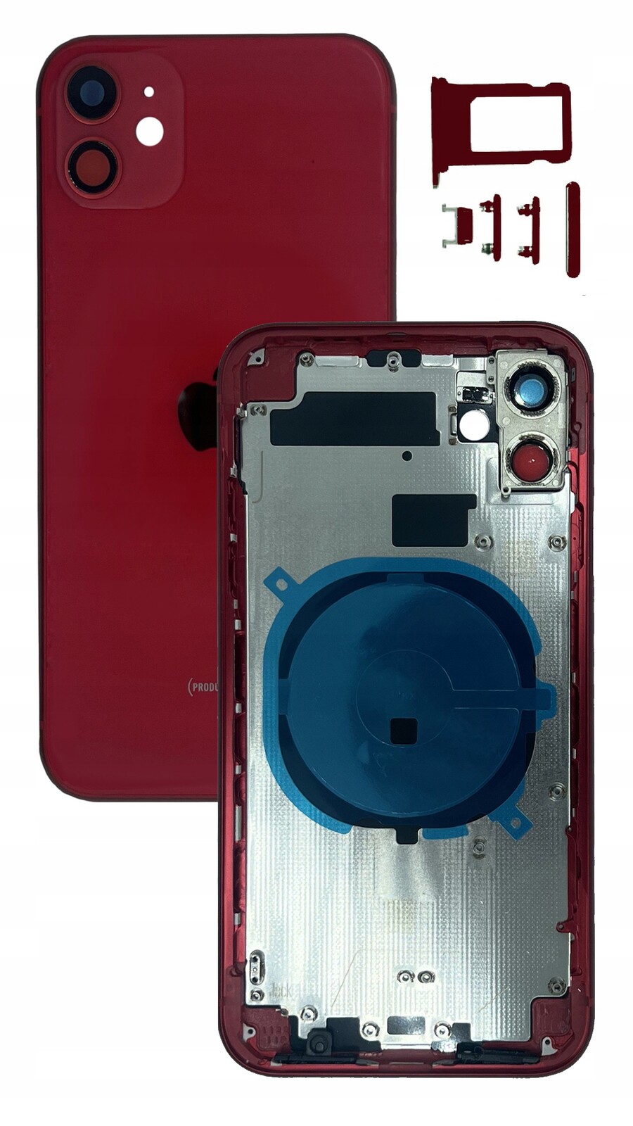 Kompletní pouzdro Červené pro Apple Phone 11, zadní panel s rámečkem