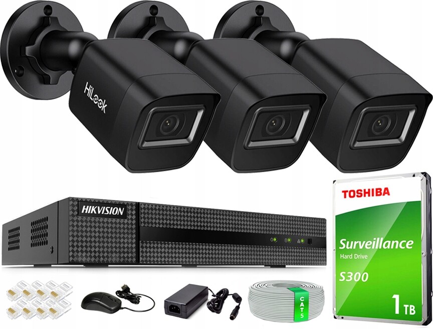 Sada pro monitorování domu 4MPx 3 kamery HiLook od Hikvision PoE Aplikace Hik