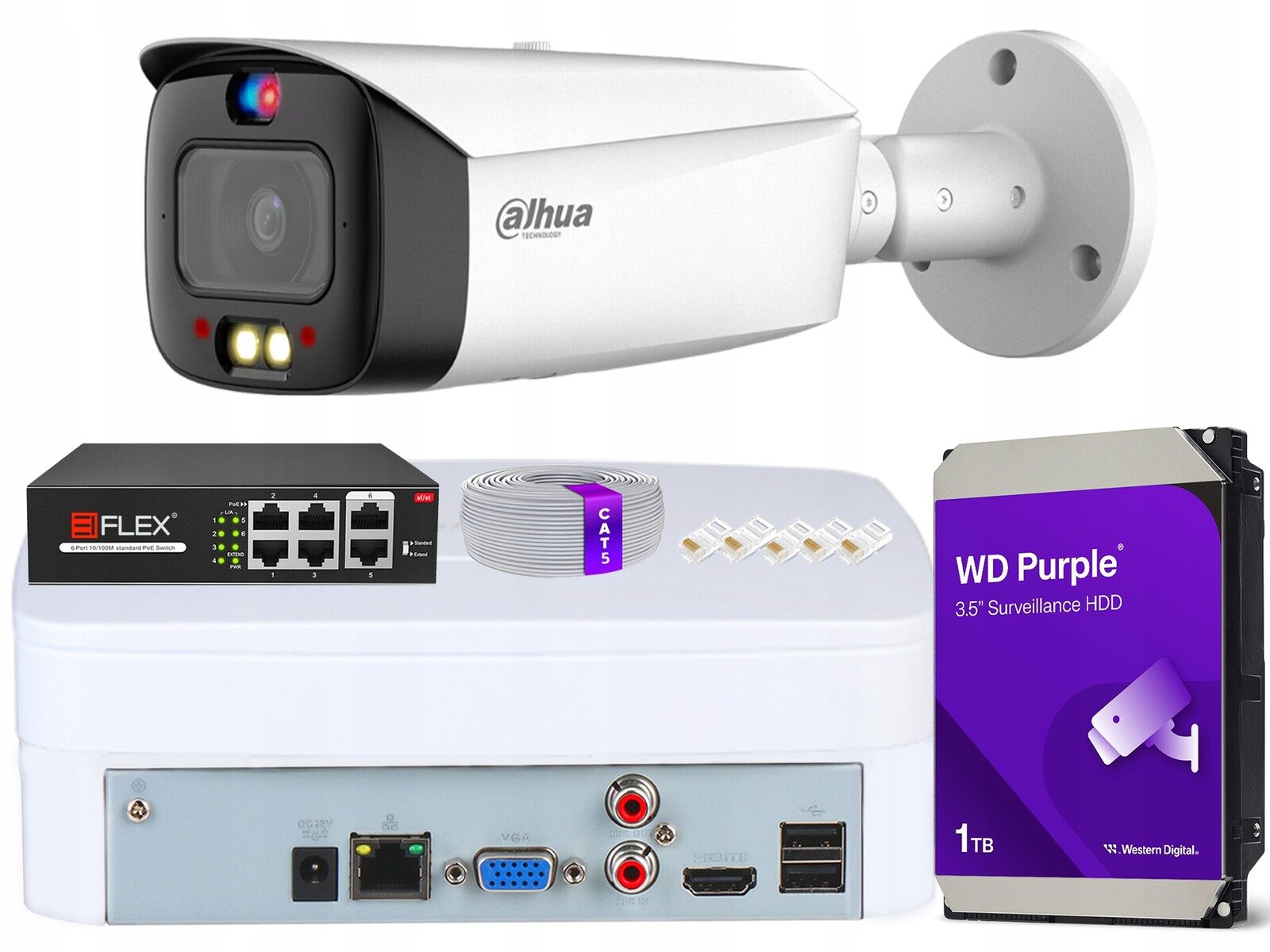 Monitorovací sada Tubová kamera 5Mpx WizSense, duální osvětlení Dahua