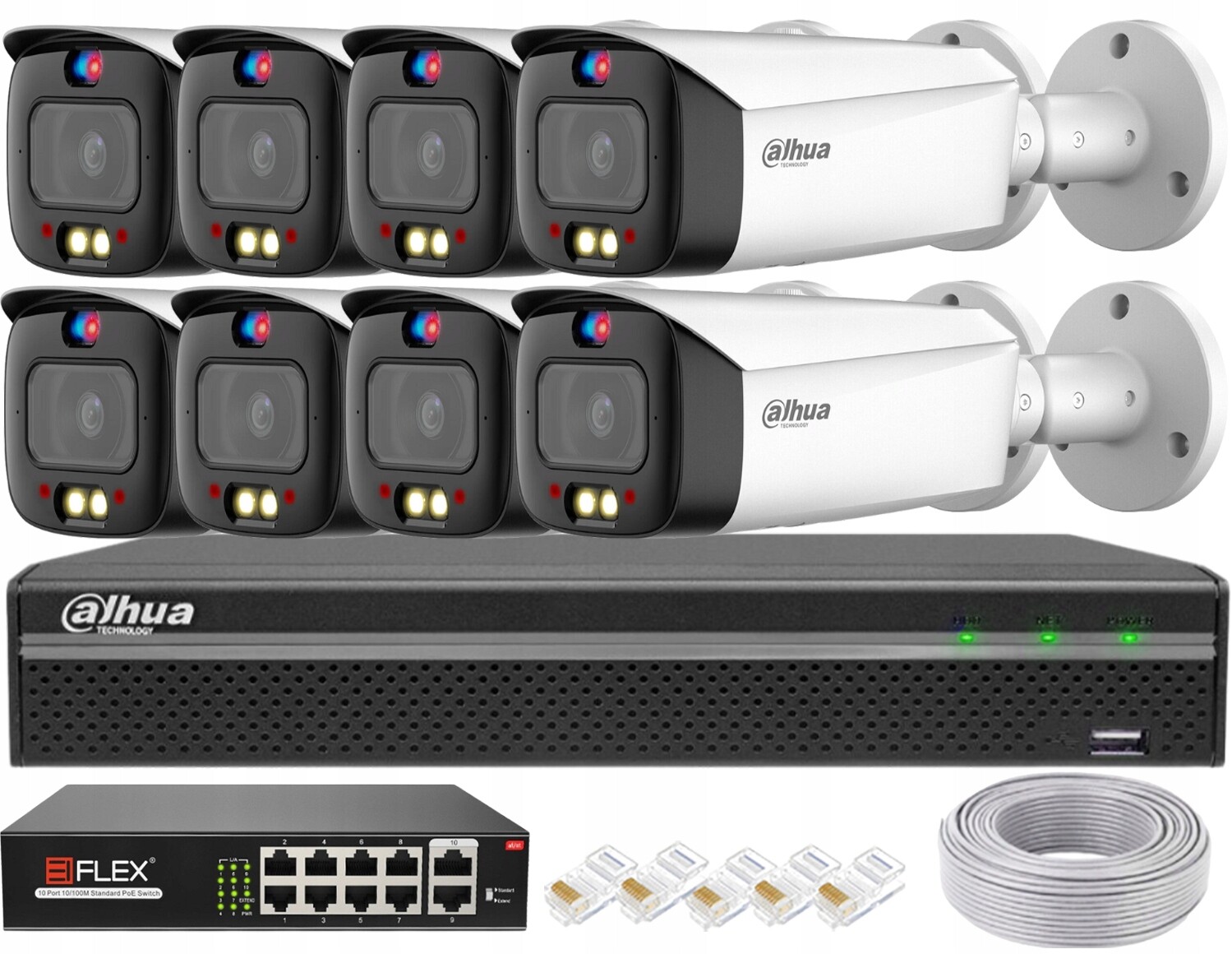 Monitorovací sada Dahua 8x Ip kamera 5Mpx IPC-HFW3549T1-AS-PV-S5 TiOC PoE