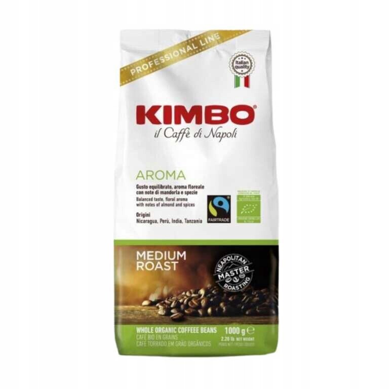 Káva zrnková 1 kg Arabica Kimbo Bio Organic italská originální 1000 g
