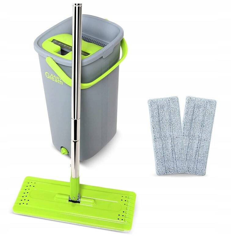 Sada mopu a kbelíku EasyGleam. Plochý mop z mikrovlákna s rukojetí z oceli