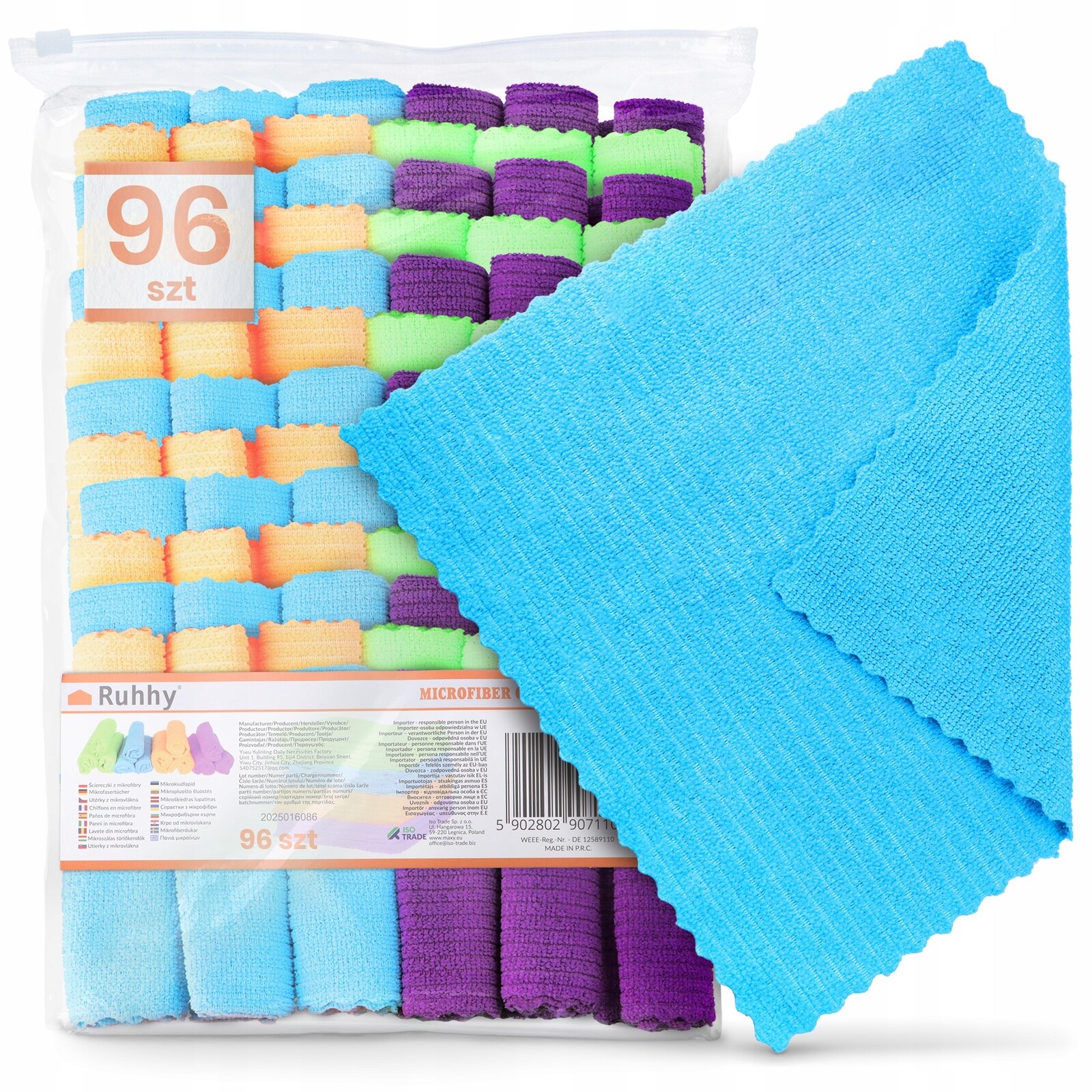 96 x Utěrka Z Mikrovlákna Kuchyňská Měkká Pro Úklid Oken