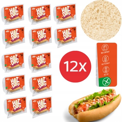 12 x Hot Dog rohlík s cibulkou 2x95 g Incola Bez lepku, laktóza, sójová pšenice