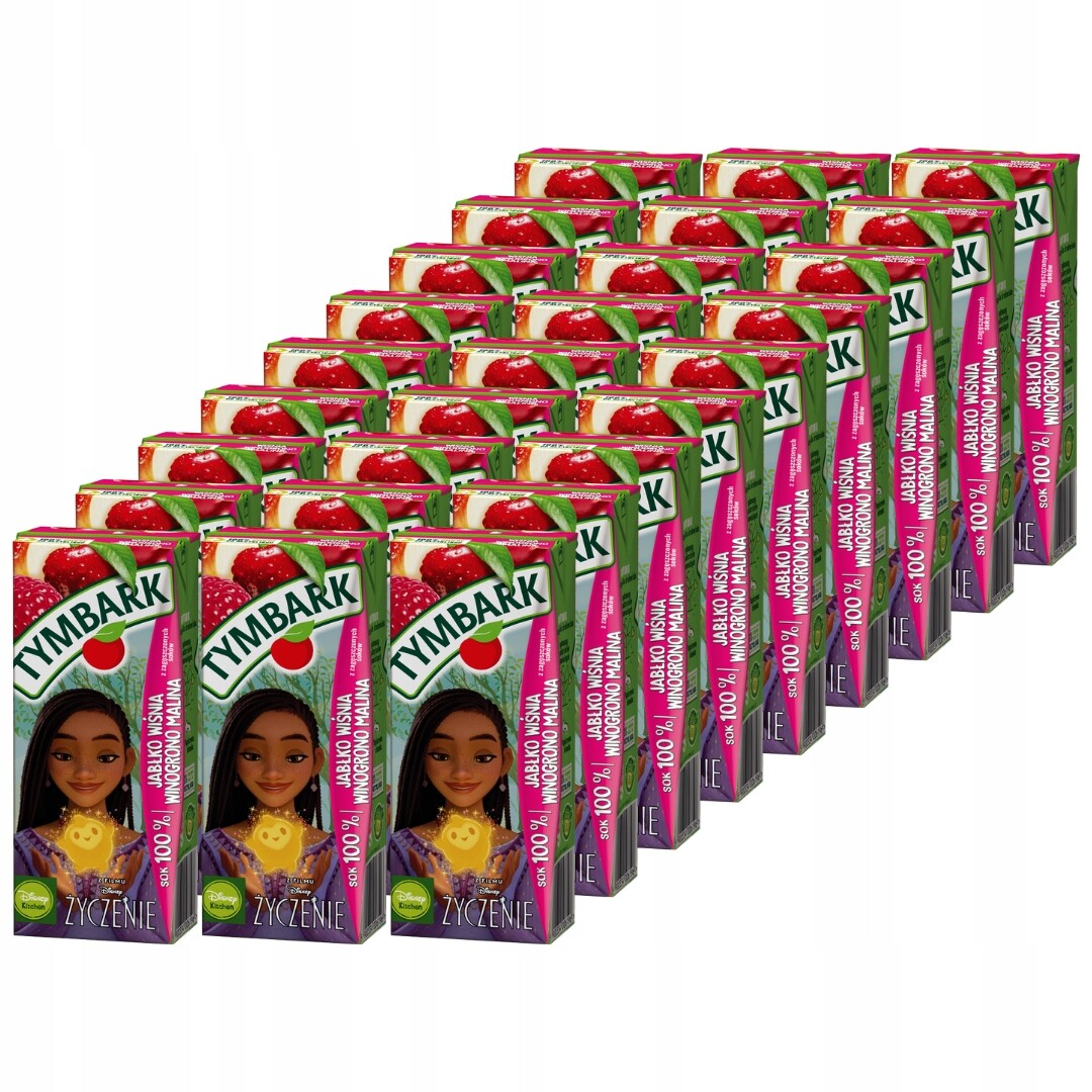 Tymbark Šťáva 100% malina jablko višeň hroznové víno 200 ml x 27 kusů