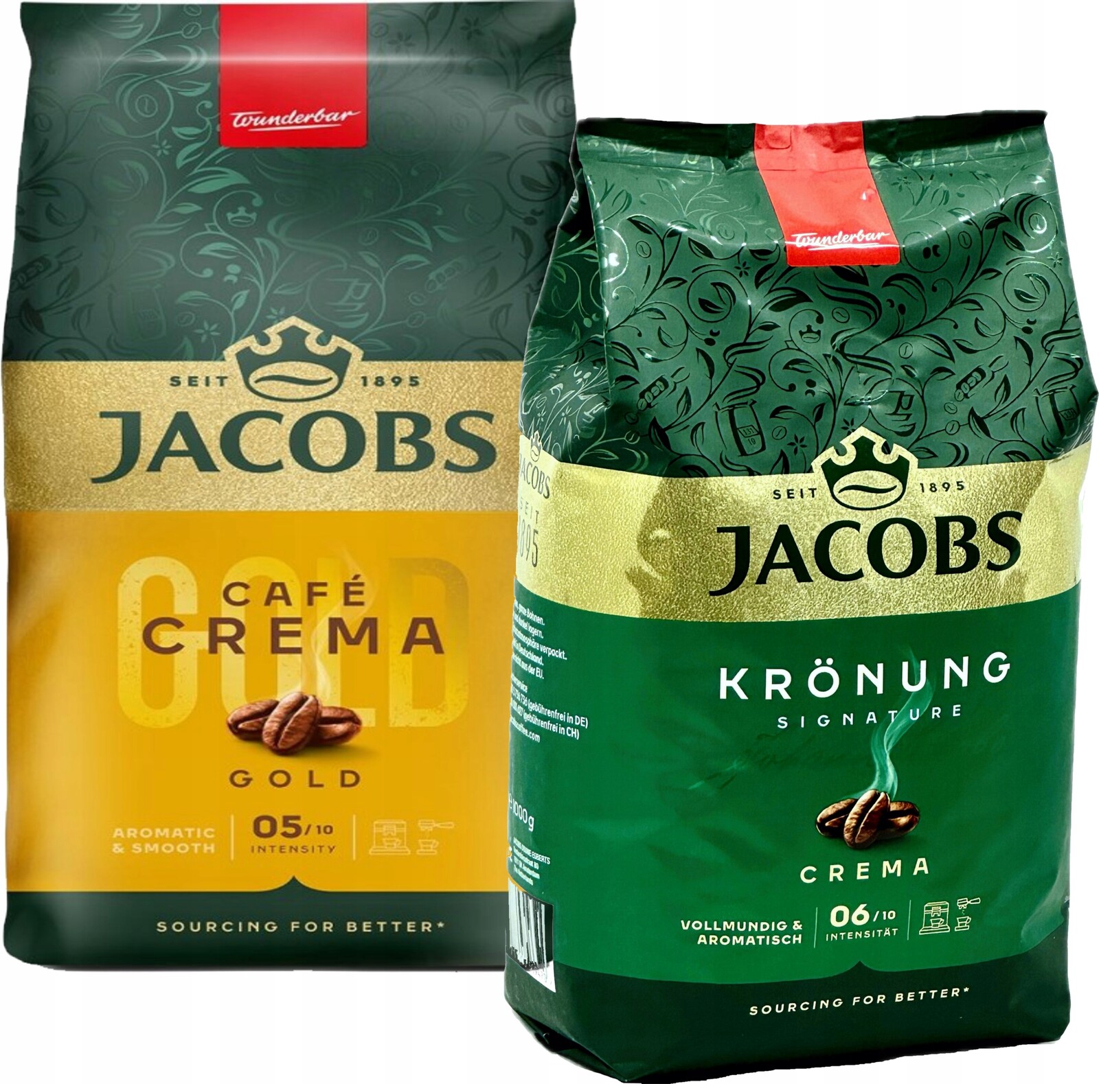 Káva zrnková Jacobs Crema Gold a Kronung Crema Set 2 x 1kg