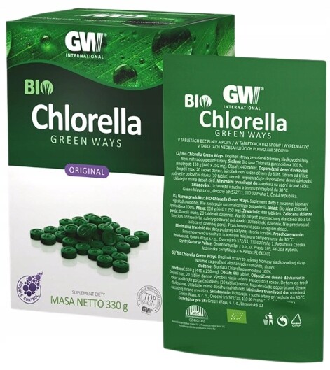 Green Ways Bio Chlorella tablety 330 g Dražé Pyrenoidosa 100%