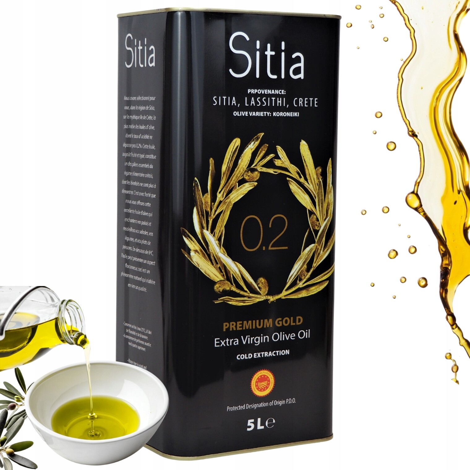 Řecký olivový olej Sitia Premium Extra Virgin 0,2% 5L datum až do 04/27