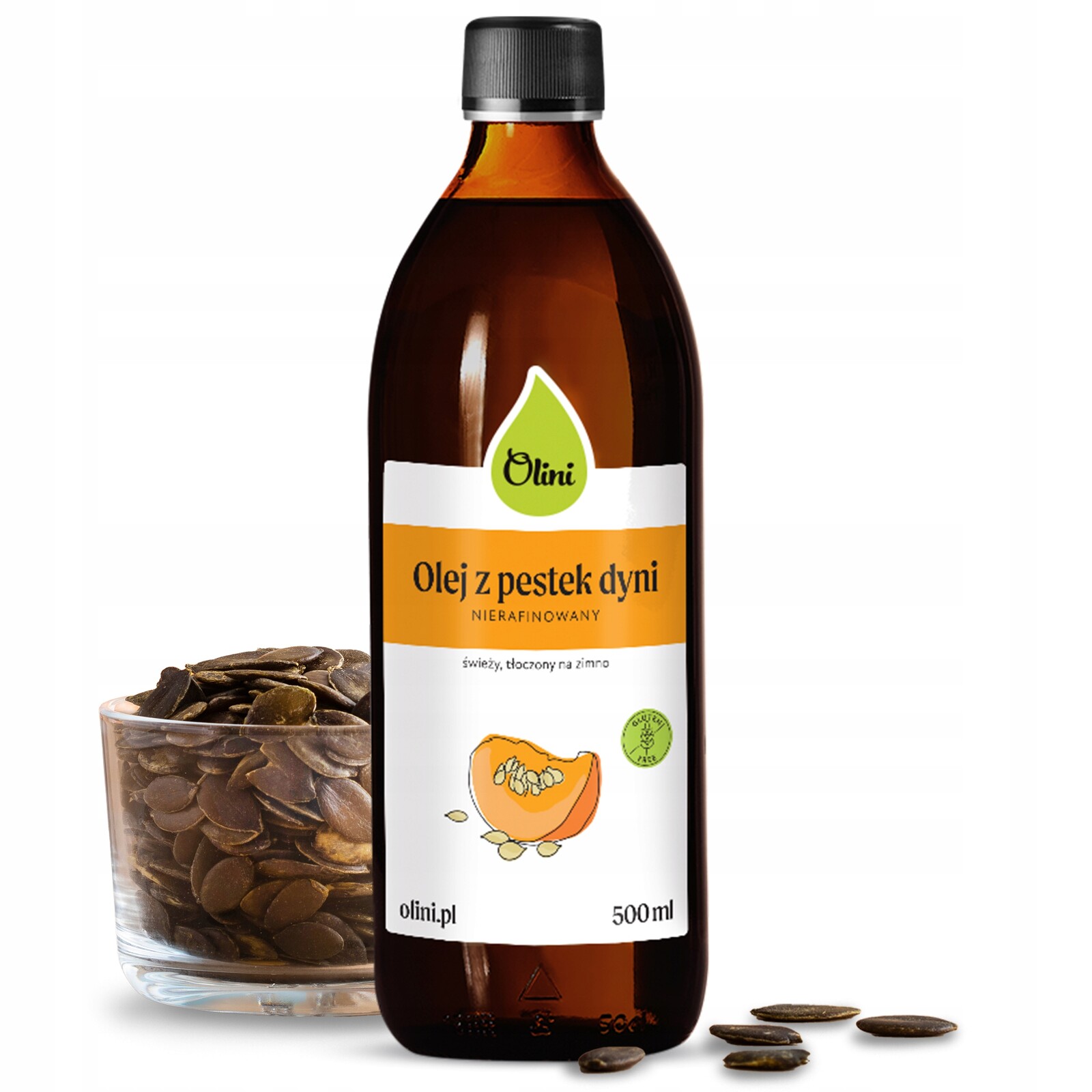 Dýňový olej za studena lisovaný z polské jader Olini 500 ml