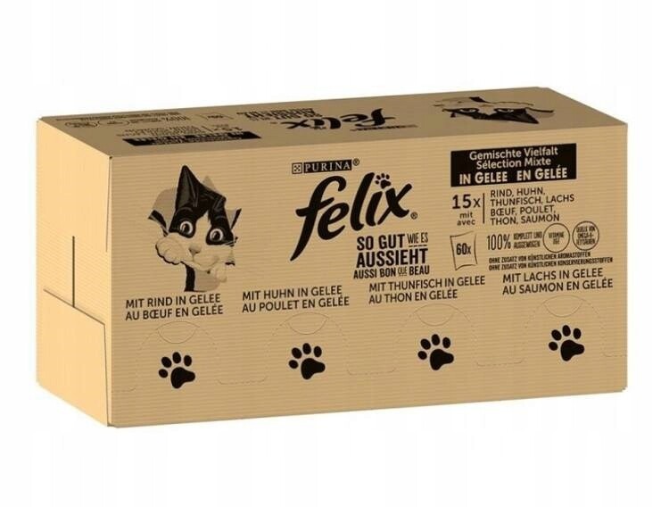 Purina Felix mix chutí – mokré krmivo pro kočky – 120 x 85 g
