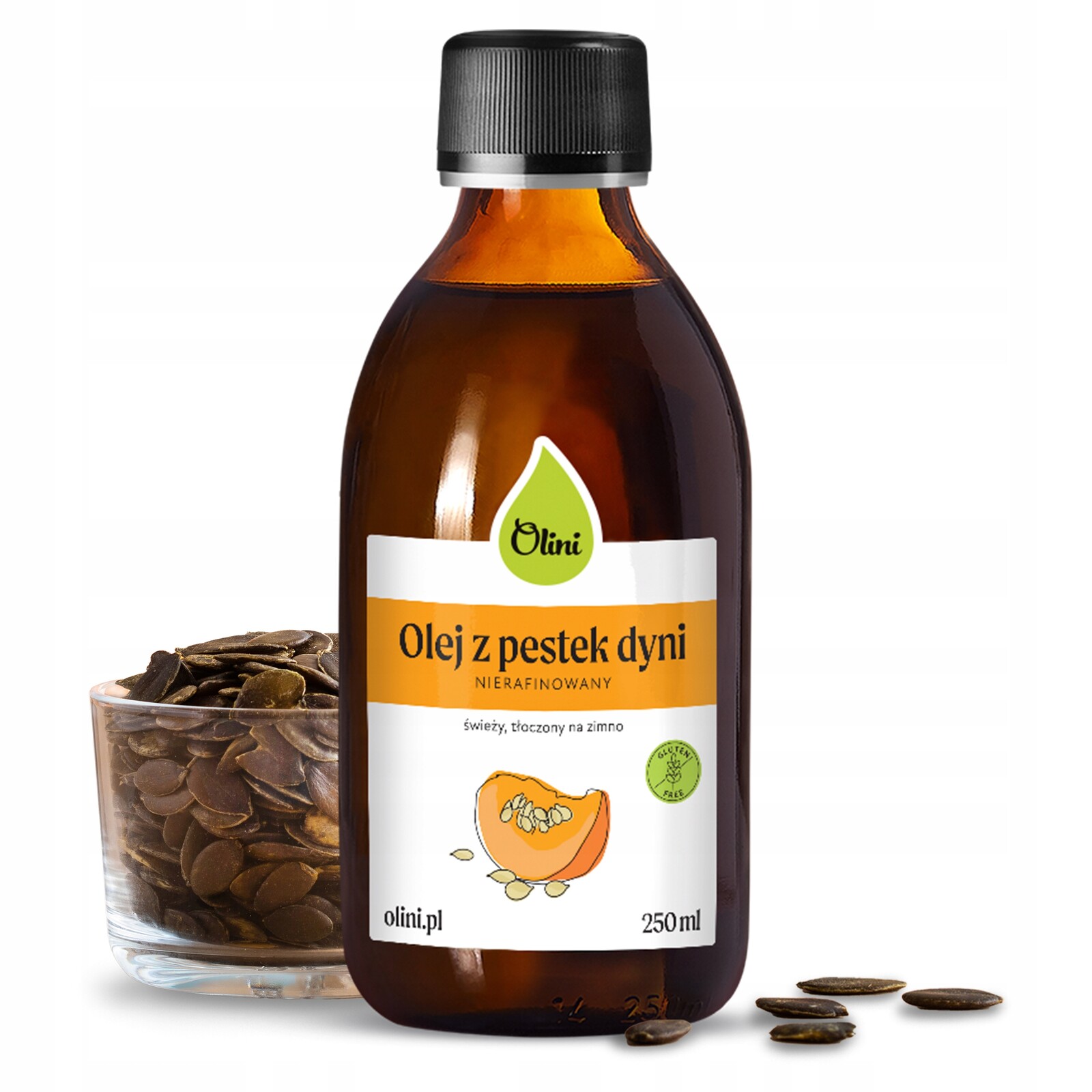 Dýňový olej za studena lisovaný z polské jader Olini 250 ml