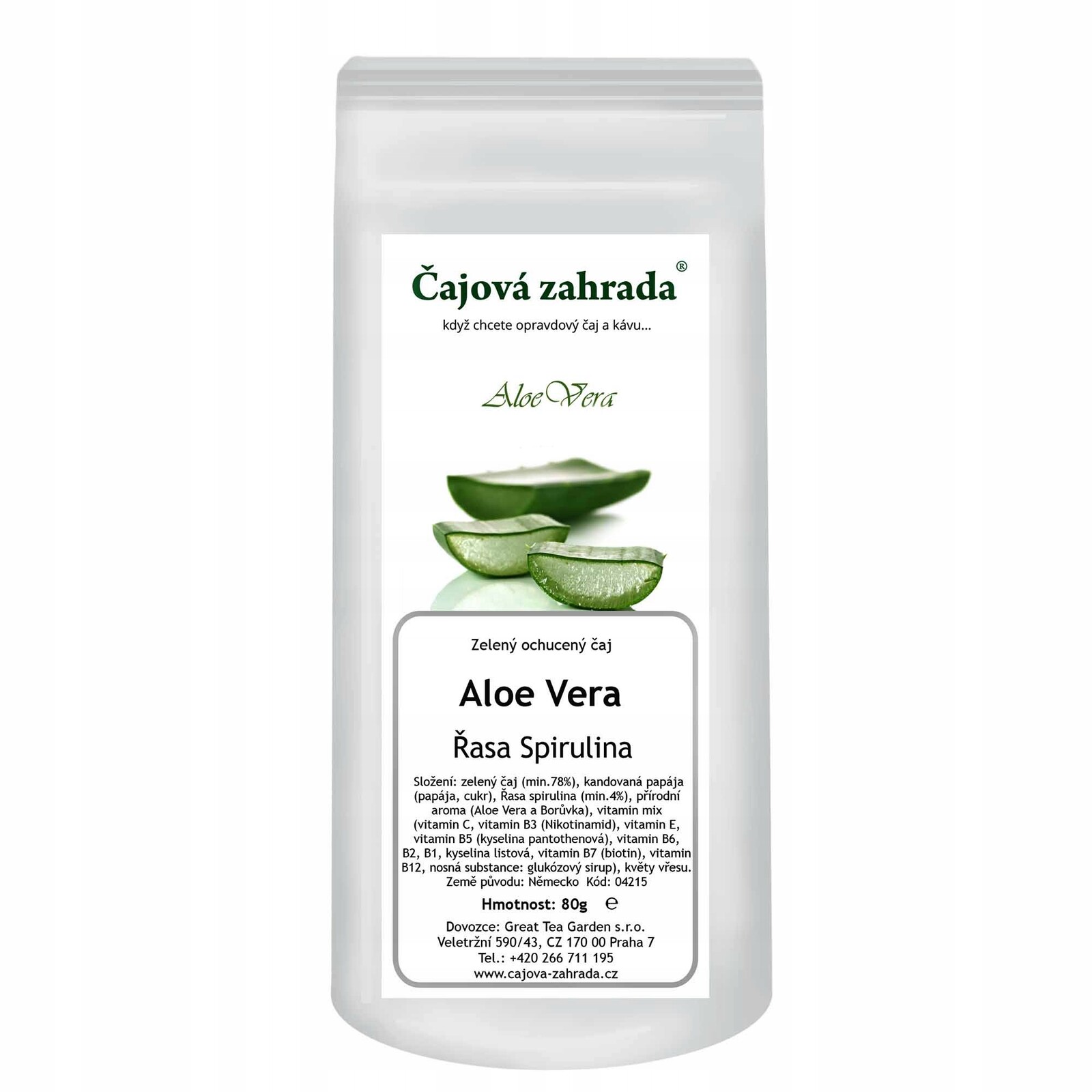 Aloe Vera & Řasa Spirulina zelený ochucený čaj Varianta: zelený čaj 500g