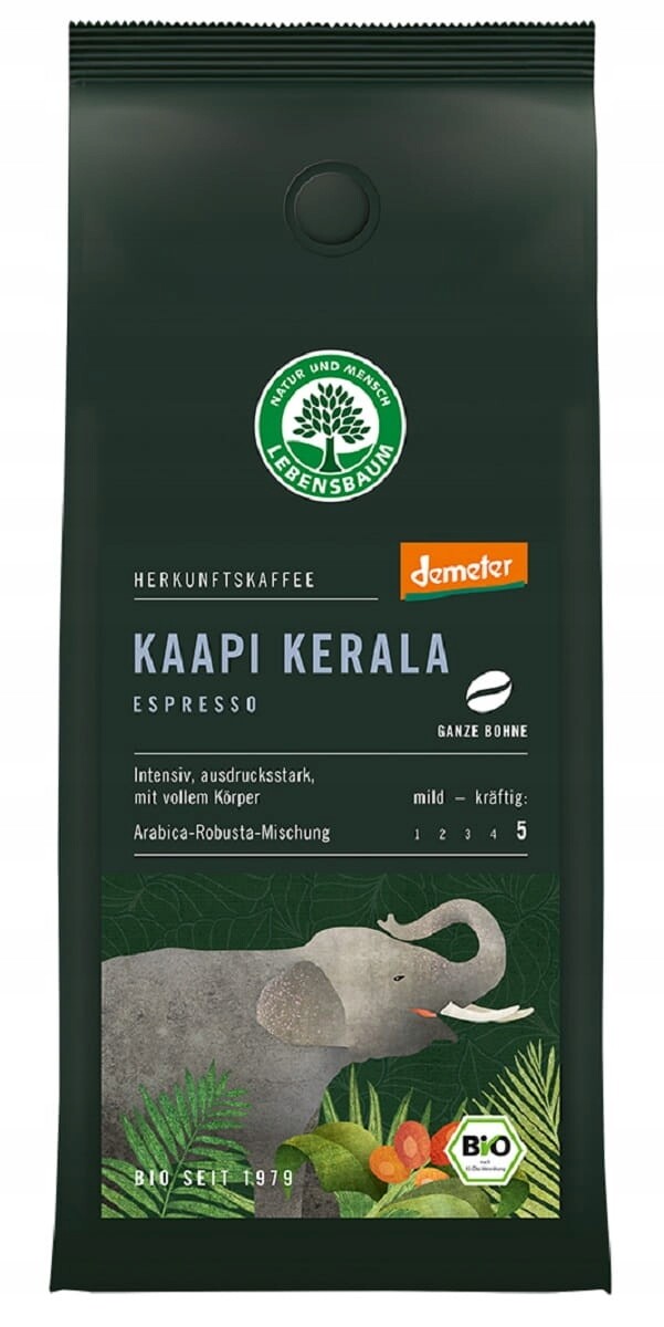 Káva Zrnková Arabica/robusta Kaapi Kerala Espresso Demeter Bio 250 g Le