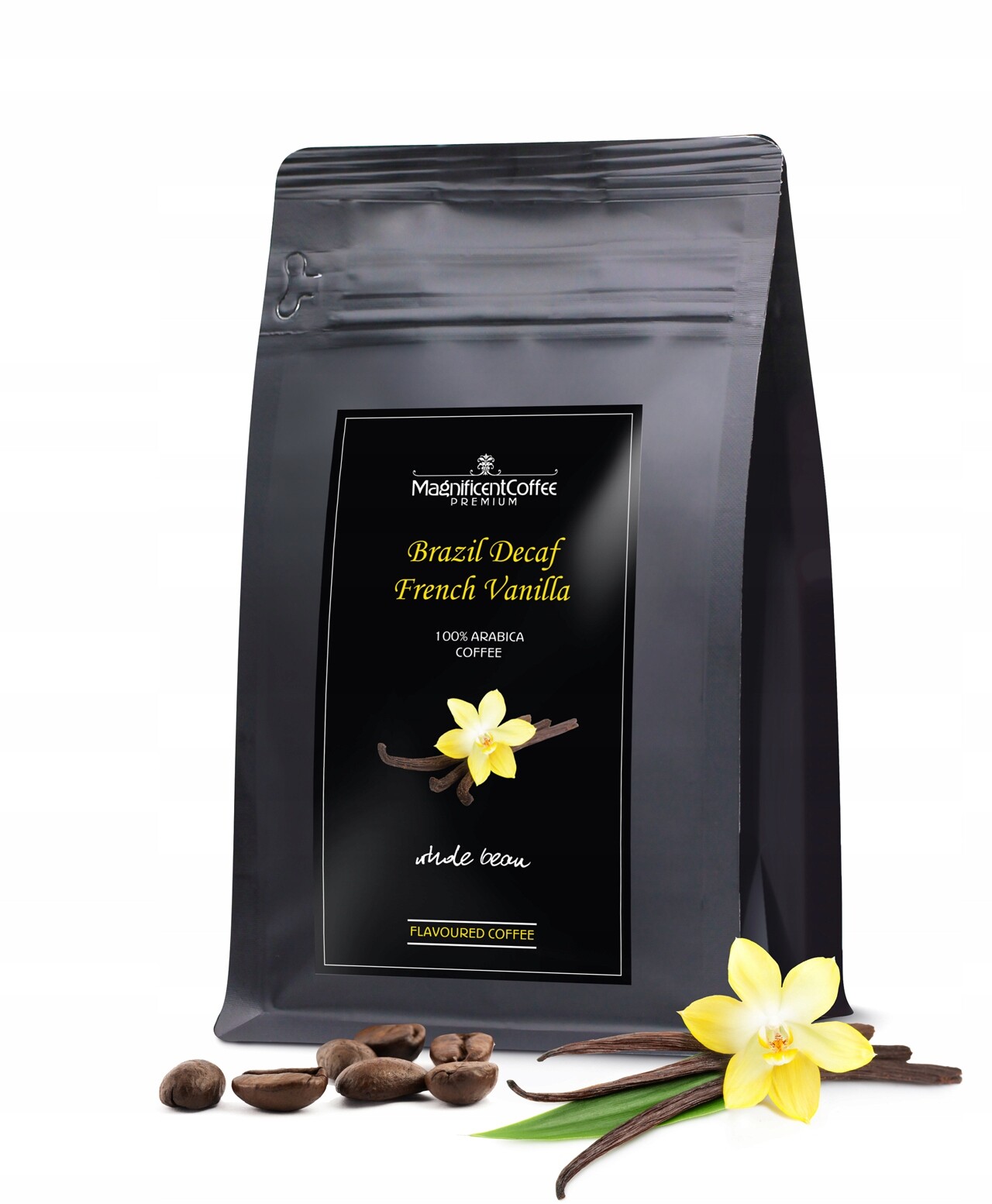 Káva zrnková ochucená Bez Kofeinu Francouzská Vanilka 1Kg