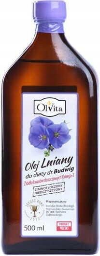 Lněný olej Budwigový za studena lisovaný, nevyčištěný 500 ml Olvita