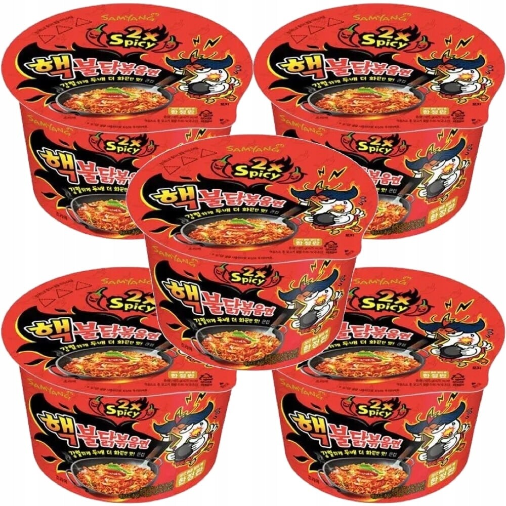5x Korejské Těstoviny Ramen Velmi Hot Kuřecí Velký Hrnek 105g Samyang