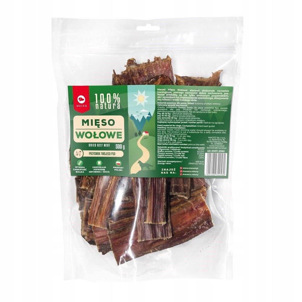 Maced 100% přírodní hovězí maso – psí pamlsek – 500 g
