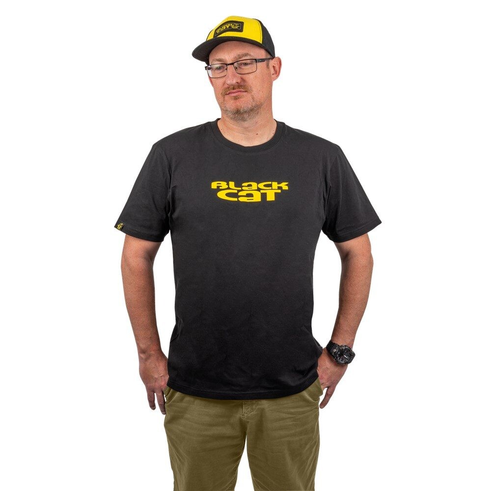 Black Cat Triko Logo Black T-Shirt - L