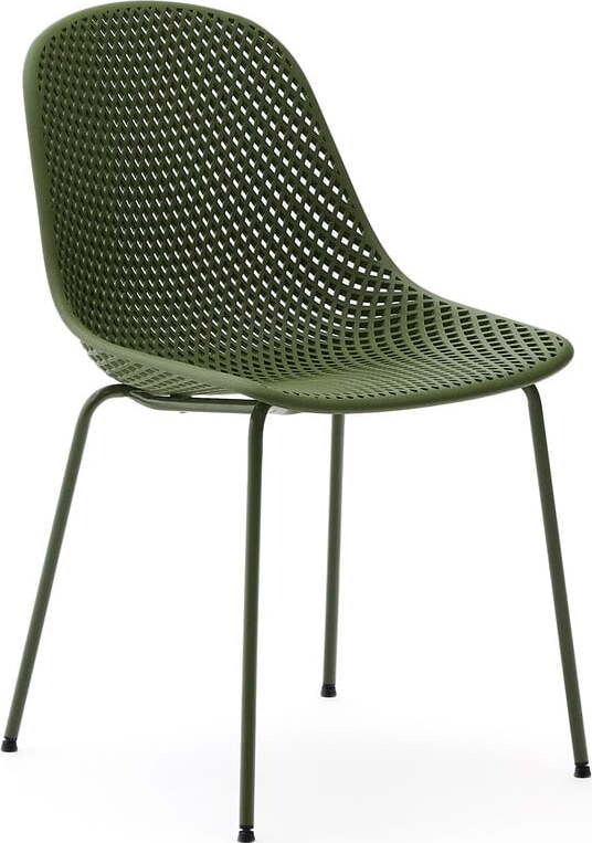 Tmavě zelená kovová zahradní židle Quinby – Kave Home