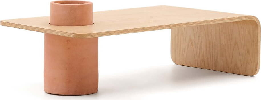 Kulatý konferenční stolek v dekoru jasanu v přírodní barvě 60x110 cm Olaria – Kave Home