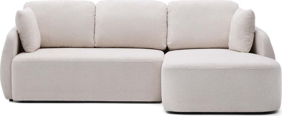 Krémová žinylková rozkládací rohová pohovka (pravý roh/s lenoškou) Laira – Kave Home