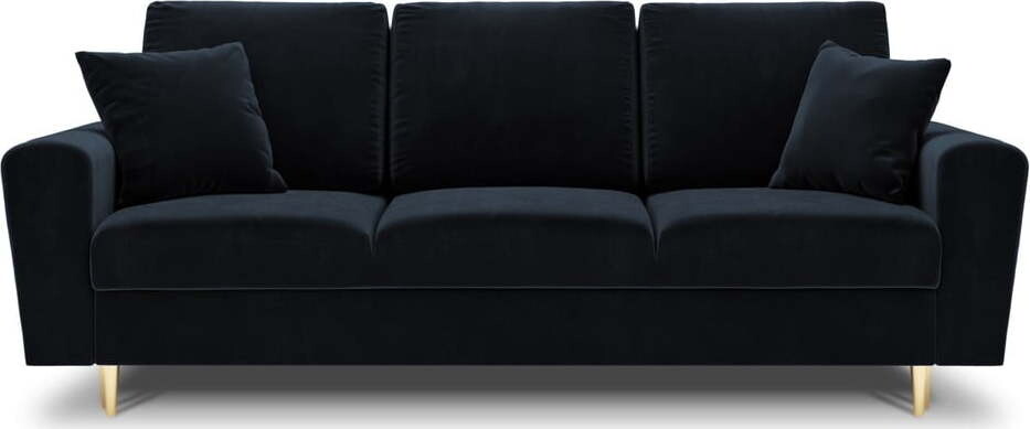 Tmavě modrá sametová rozkládací/s úložným prostorem pohovka 235 cm Kyoto – Cosmopolitan Design