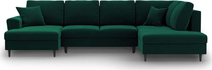 Zelená sametová rozkládací/s úložným prostorem rohová pohovka (pravý roh/do