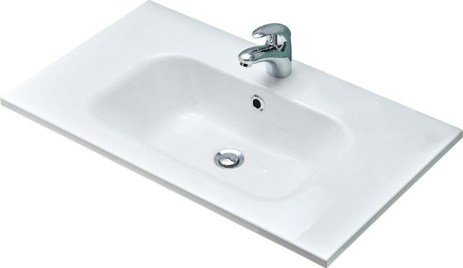 Bílé umyvadlo bez baterie z litého mramoru 2x46 cm Quickset 393 – Pelipal