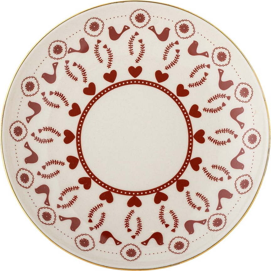 Krémový dezertní talíř s vánočním motivem z kameniny ø 16 cm Jolly – Bloomingville