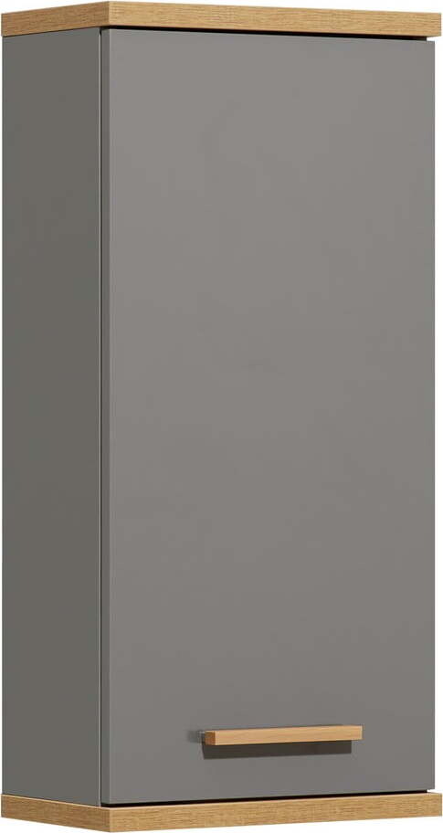 Šedá závěsná koupelnová skříňka v dekoru dubu 35,5x74,5 cm Quickset 924 – Pelipal