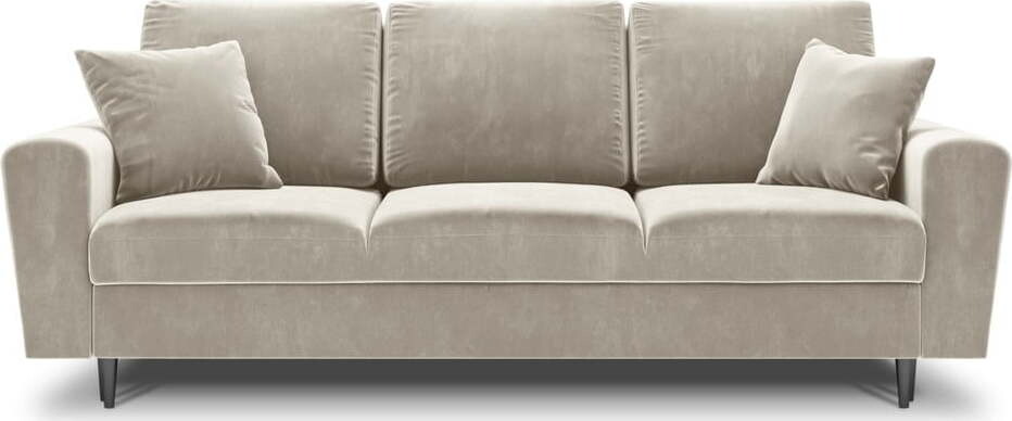 Béžová sametová rozkládací/s úložným prostorem pohovka 235 cm Kyoto – Cosmopolitan Design