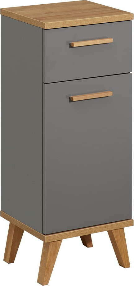 Šedá nízká koupelnová skříňka v dekoru dubu 35,5x89,5 cm Quickset 924 – Pelipal