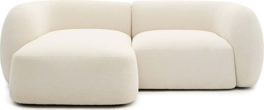 Krémová žinylková rohová pohovka (levý roh/s lenoškou) Martina – Kave Home