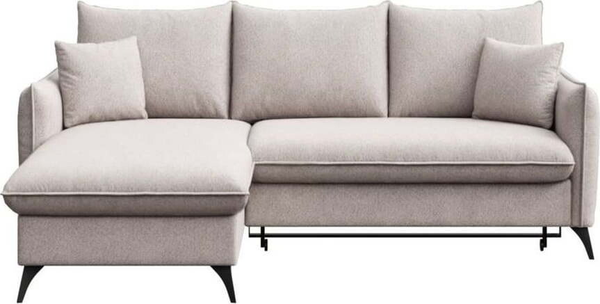 Šedá rozkládací/s úložným prostorem rohová pohovka z textilie bouclé (levý roh/s lenoškou) Brim – Rodier