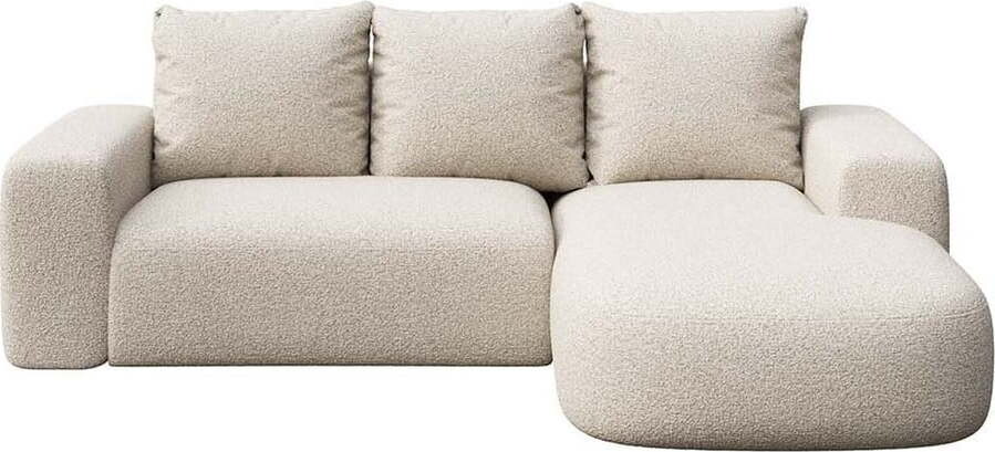 Béžová rohová pohovka z textilie bouclé (pravý roh/s lenoškou) Monce – Rodier