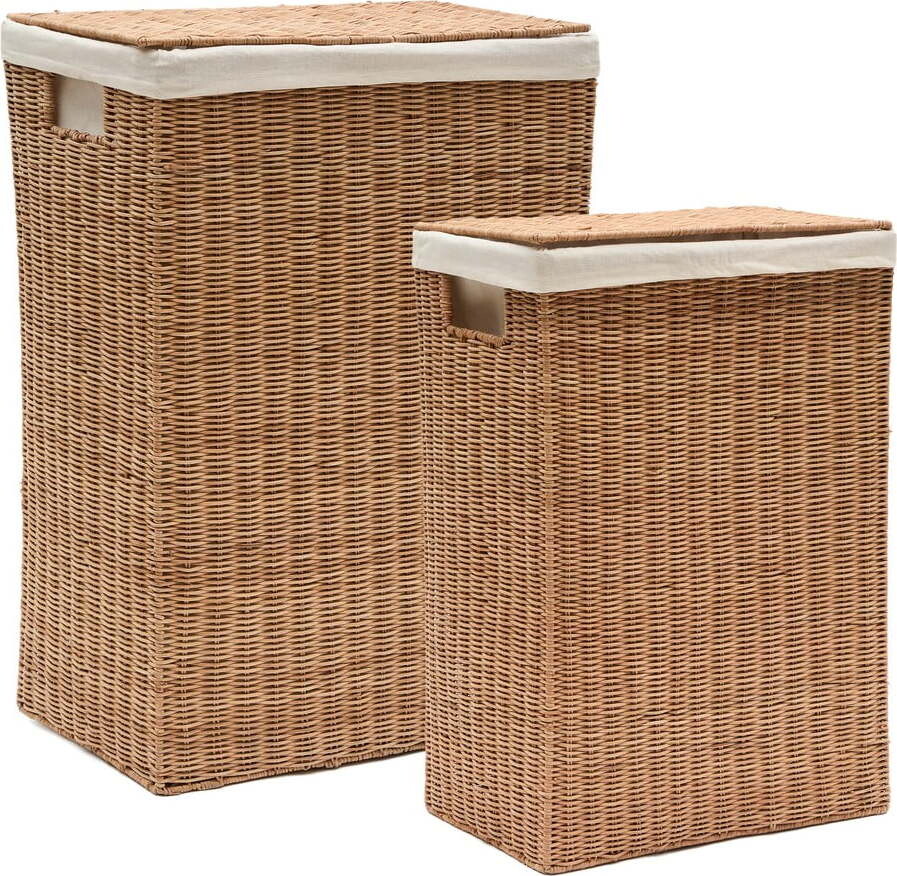 Ratanové koše na prádlo v sadě 2 ks v přírodní barvě Indali – Kave Home
