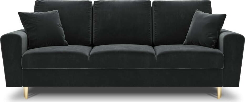 Tmavě šedá sametová rozkládací/s úložným prostorem pohovka 235 cm Kyoto – Cosmopolitan Design