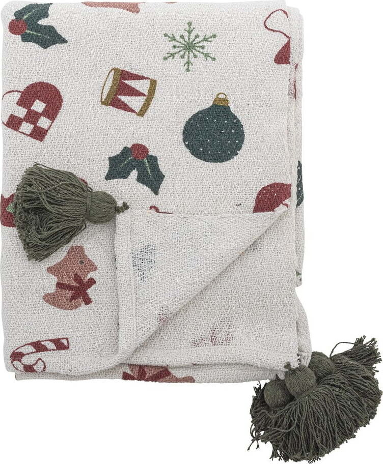 Bílá deka s vánočním motivem 130x160 cm Yule – Bloomingville