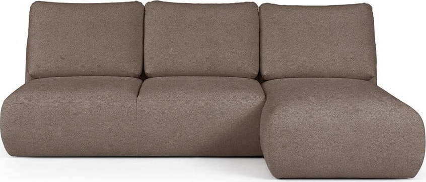 Hnědá rohová pohovka z textilie bouclé (pravý roh/s lenoškou) Mirel – Rodier