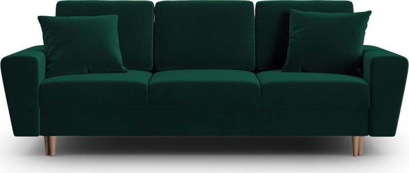 Zelená sametová rozkládací/s úložným prostorem pohovka 235 cm Kyoto – Cosmopolitan Design