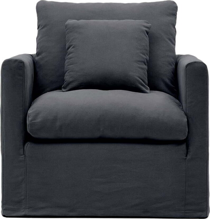 Antracitové lněné křeslo Nora – Kave Home