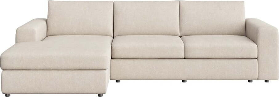 Béžová sametová rohová pohovka (levý roh/s lenoškou) Baga – Rodier